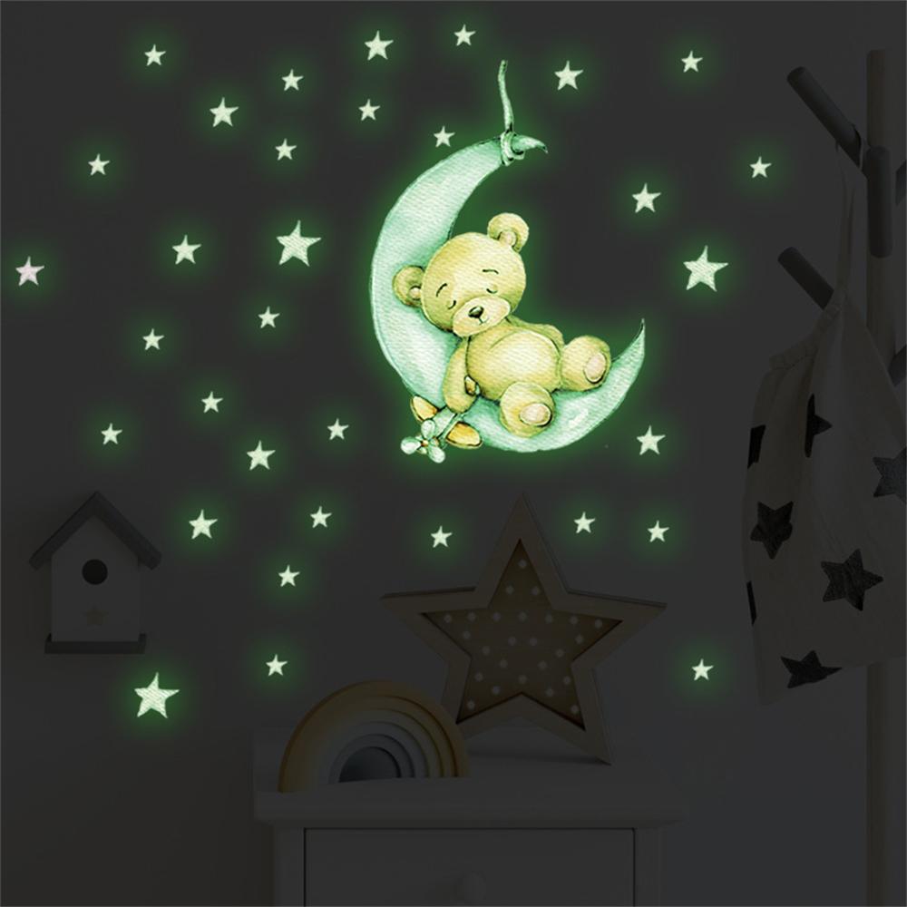 Glow In Dark Stars - الكرتون تيدي بير النوم على القمر