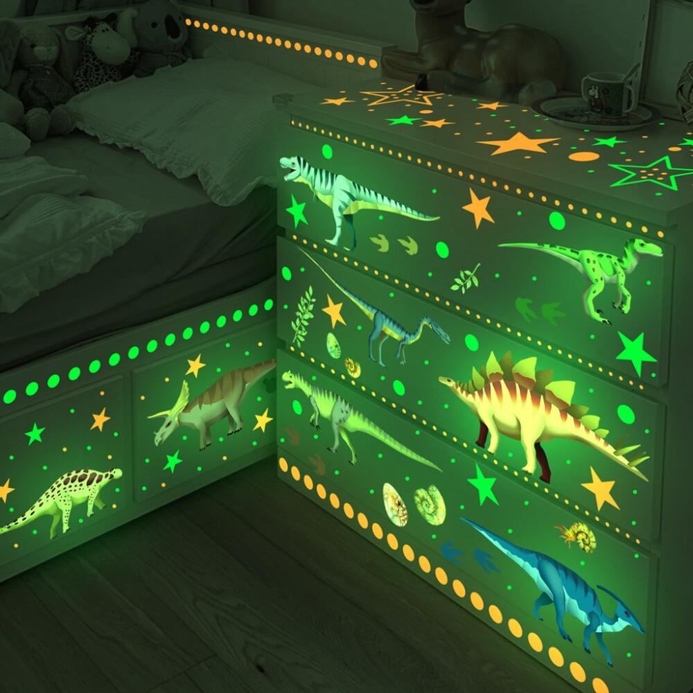 Glow In Dark Stars - 3 أوراق من ملصقات الحائط المضيئة