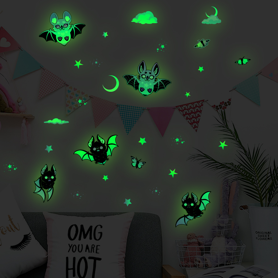 Glow In Dark Stars - يتوهج في الظلام الخفافيش والنجوم نافذة