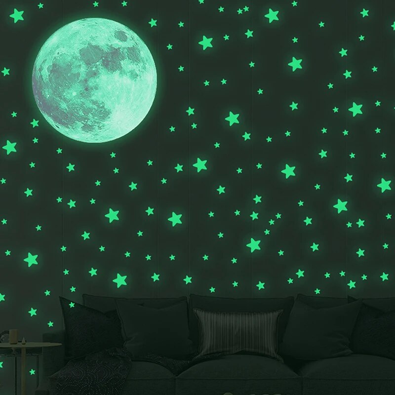 Glow In Dark Stars - 103 قطعة القمر والنجوم مضيئة ملصقات