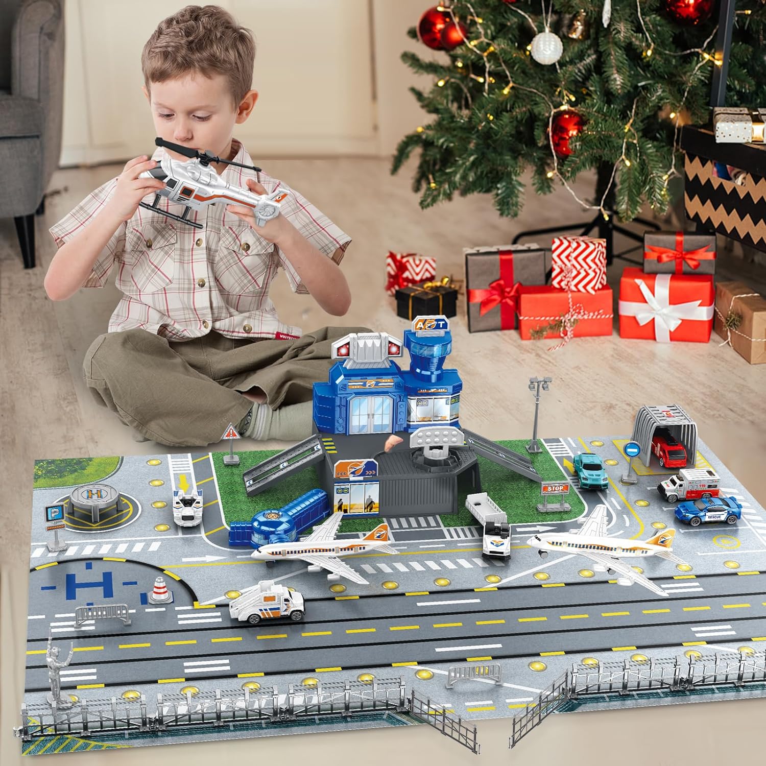 مجموعة ألعاب مطار للأطفال مع س - مراجعة Kids Toys Helicopter وسعره